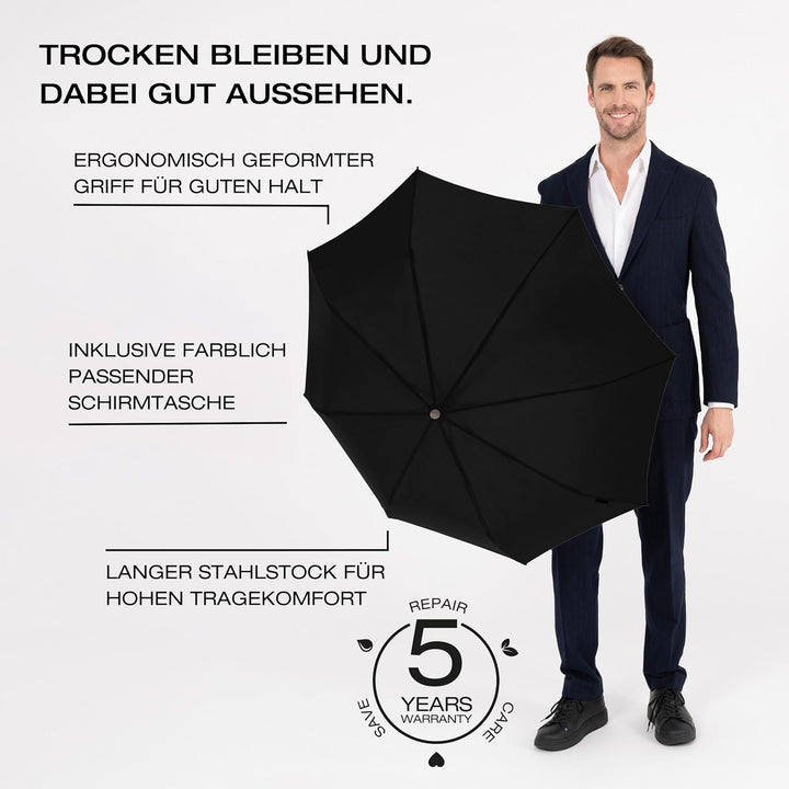 Knirps Taschenschirm T.200 Medium Duomatic in Navy mit Schutzhülle I Regenschirm mit Duomatic-Funkti
