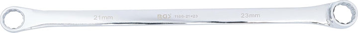 BGS 1186-21x23 | Doppel-Ringschlüssel | extra lang | SW 21 x 23 mm | Länge 420 mm | Zwölfkant-Ringse