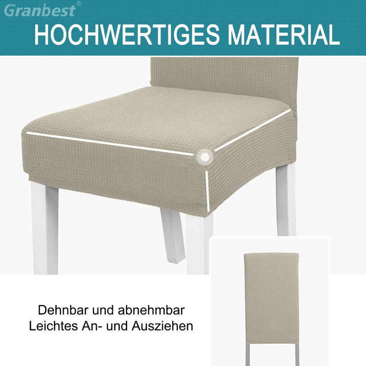 Granbest Premium Wasserdicht Esszimmerstuhl Abdeckungen Satz Von 6, Elastische Hohe Zurück Stuhlhuss