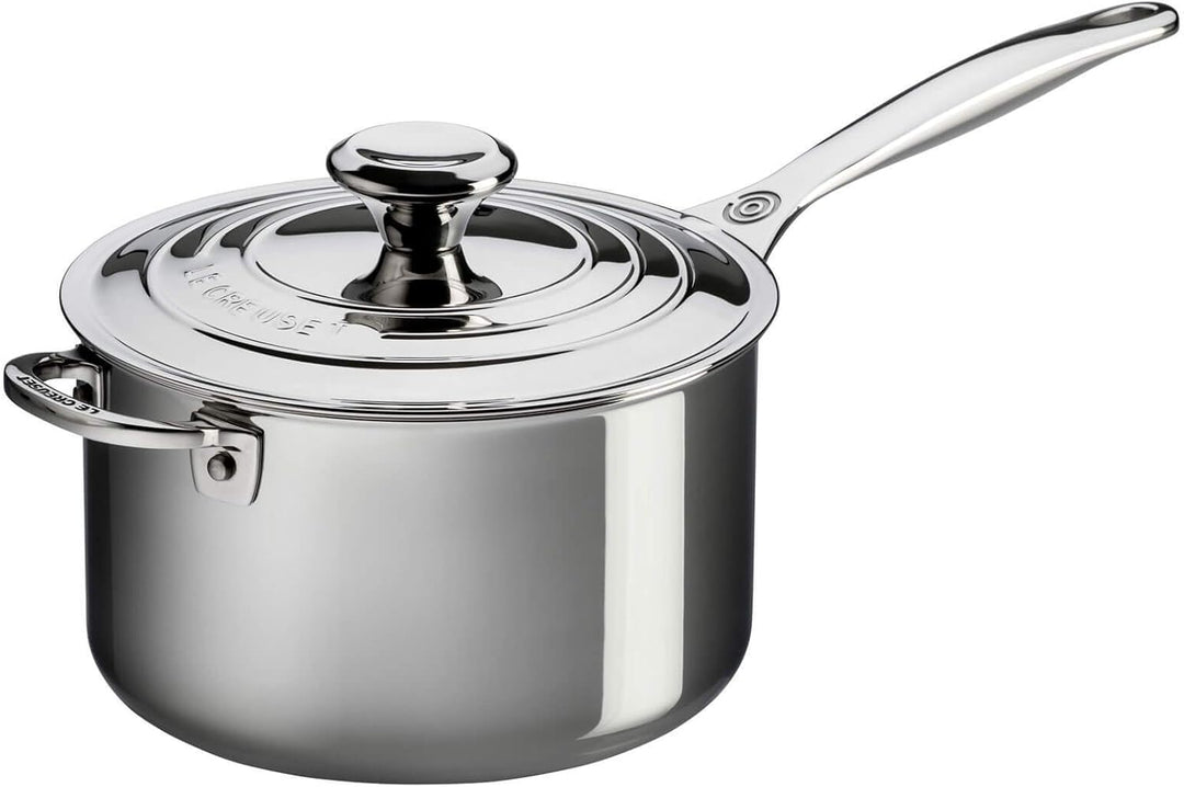 Le Creuset Signature Sossentopf mit Deckel und Hilfsgriff, Rostfreier 3-ply Edelstahl, 3-Ply, Ø 20 c