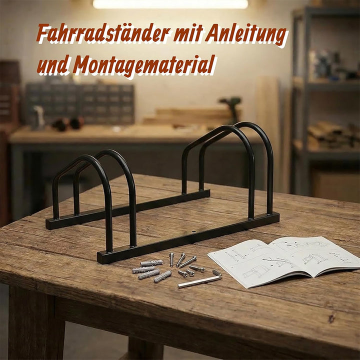 Relaxdays Fahrradständer Boden &amp; Wandmontage, 4 Räder, bis 65 mm Reifenbreite, Garage, Hof, Reihenpa