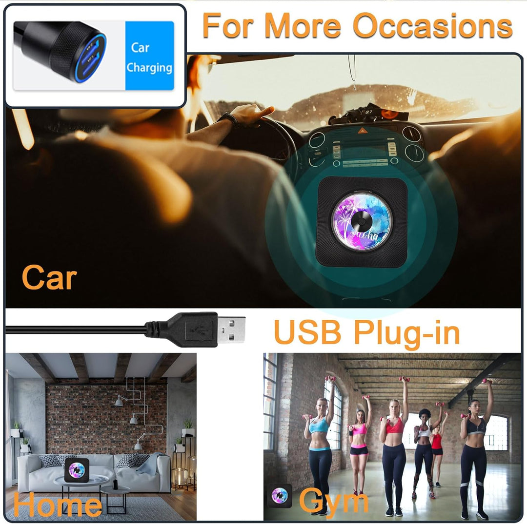 Tragbarer CD-Player für Zuhause mit Lautsprechern - Bluetooth Desktop CD-Player Eingebaute HiFi-Laut