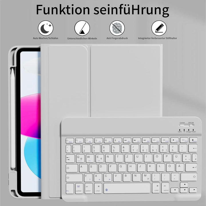 GKABXY Hülle mit Tastatur für iPad A16 11 Generation 2025/10 Generation 2022(11/10.9 Zoll), Soft TPU