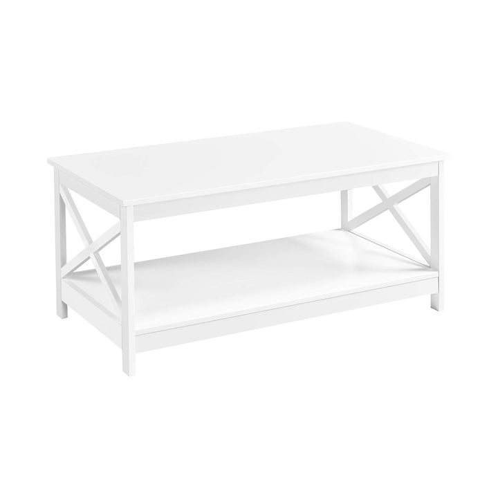 Yaheetech Couchtisch Weiss, Wohnzimmertisch, Sofatisch, Beistelltisch mit grosser Ablage, Stabiles D