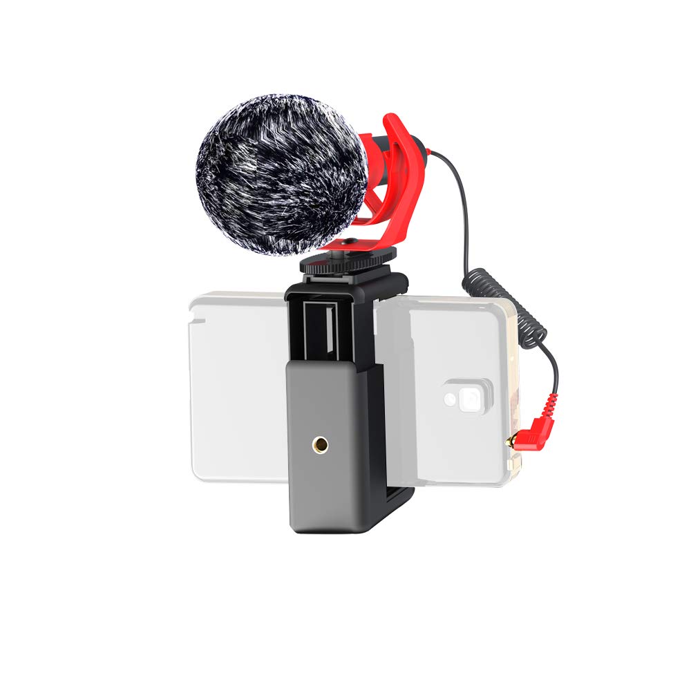 DigiPower universelles Mikrofon mit Fellwindschutz, Richtmikrofon mit Handhalterung, Schwinghalterun