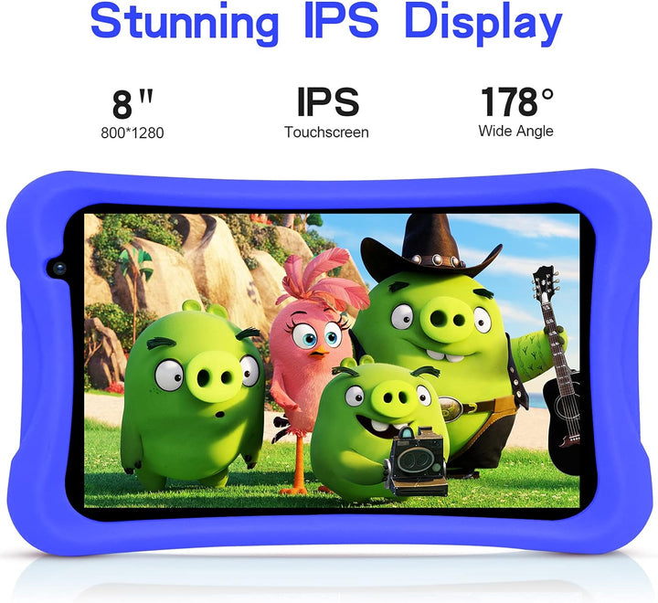 PRITOM Android 10, 8 Zoll Kinder-Tablet, Kindersicherung, Kinder-App, Quad-Core-Prozessor, 2 GB RAM,
