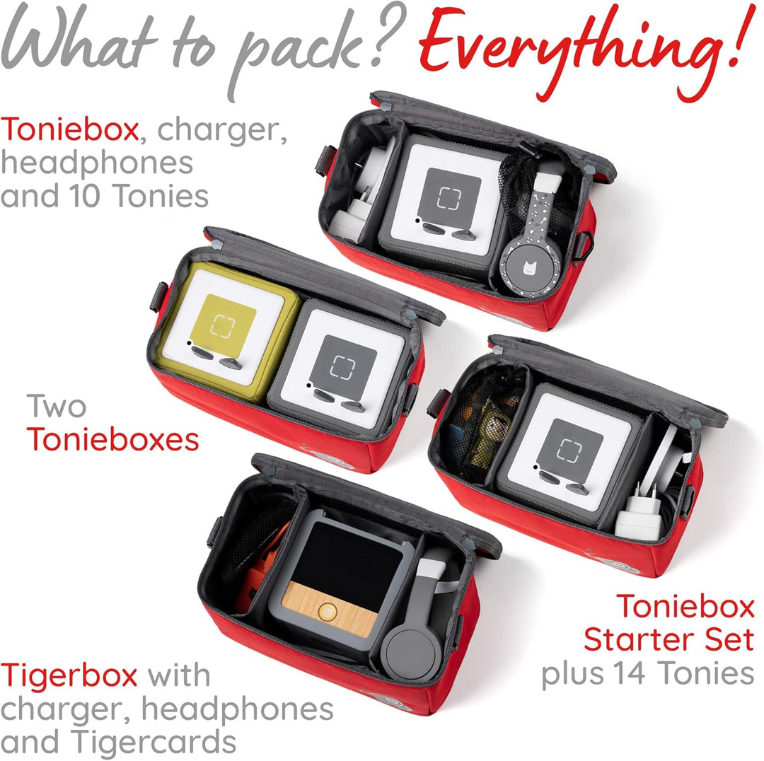 fantifant Musikbox Tasche für Toniebox [ + Netzbeutel für Tonie Aufbewahrung ] Flexible TRANSPORTTAS