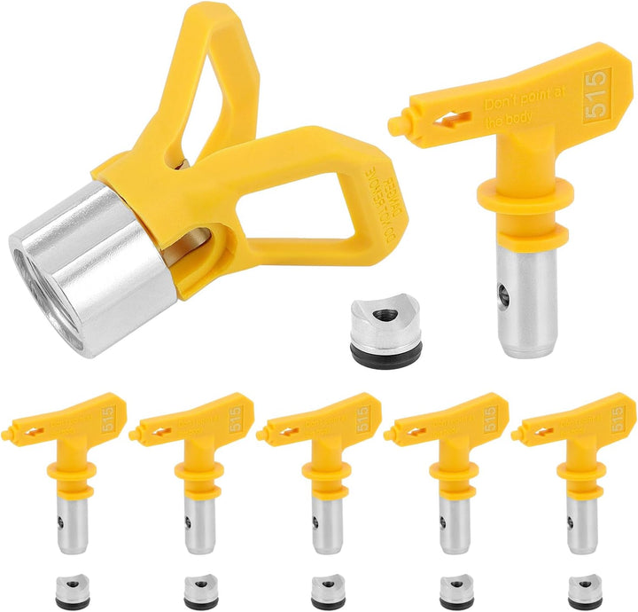 QWORK® Airless Düsenset Modelle 515/517519521/523/525, 6 Airless Düse mit Spitzendichtung, 1 Düse Si