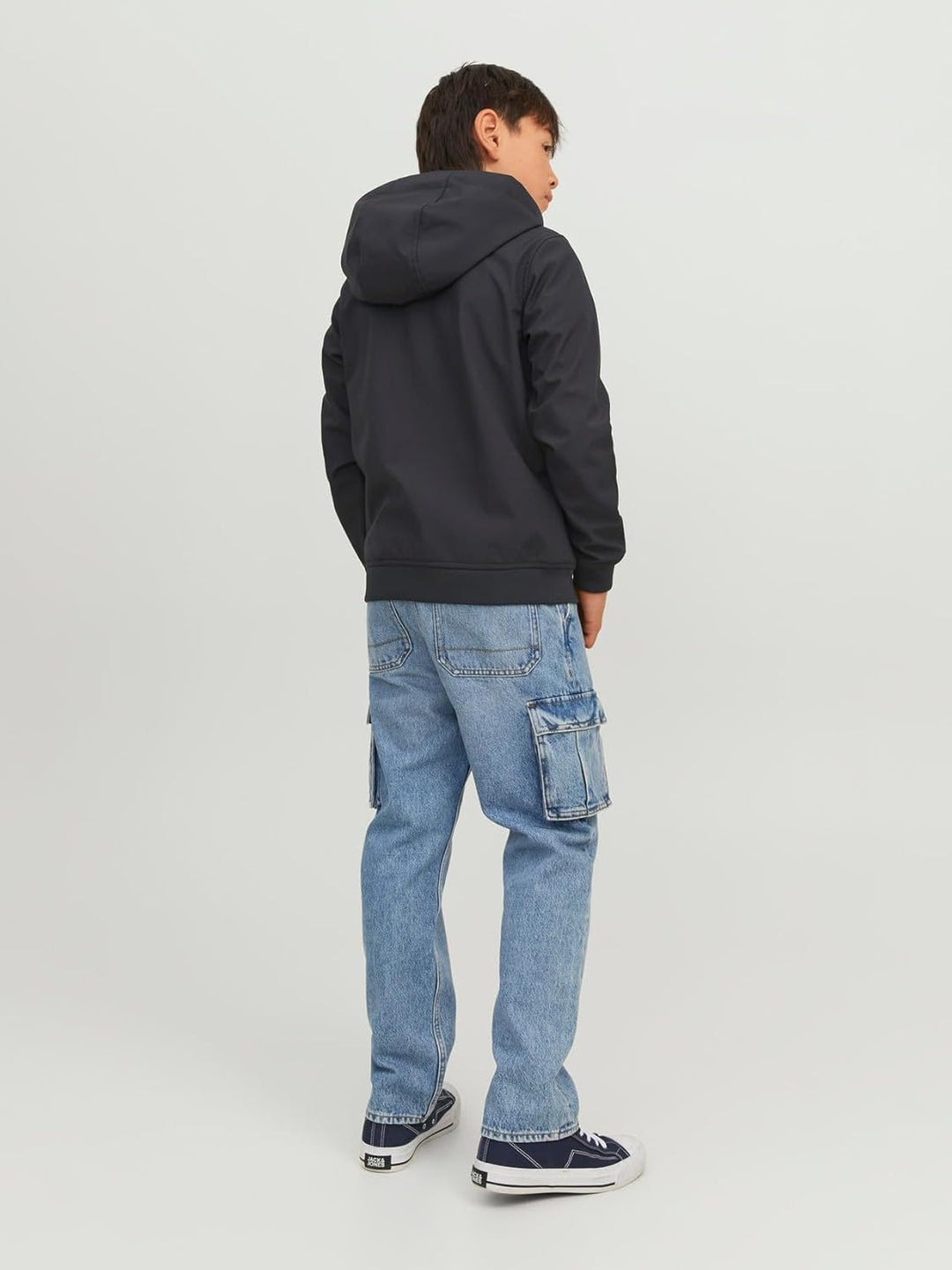 JACK & JONES Jungen Jjebasic Softshell Hood Sn Jnr Jacke (1er Pack), 128 Schwarz