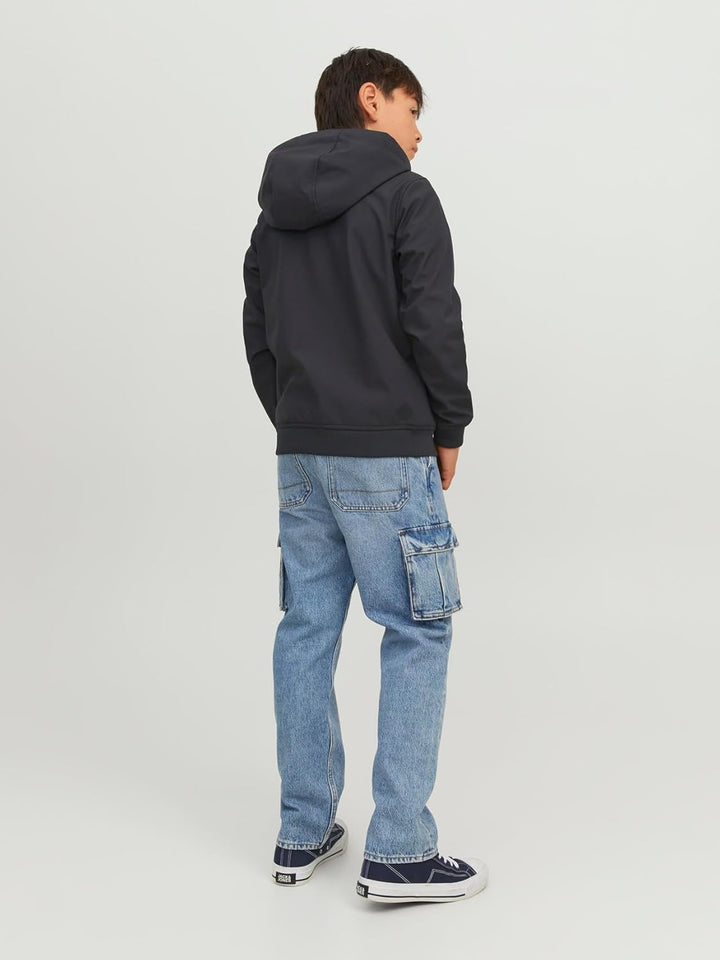 JACK & JONES Jungen Jjebasic Softshell Hood Sn Jnr Jacke (1er Pack), 128 Schwarz