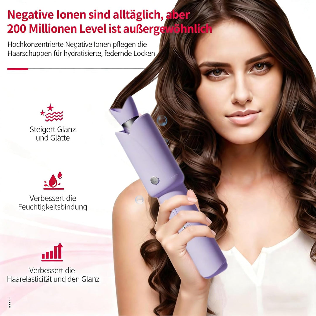 Automatischer Kabelloser Lockenstab – 8 Sek. Schnellcurl, 32mm Titan-Turmalin für Grosse Locken & Bo