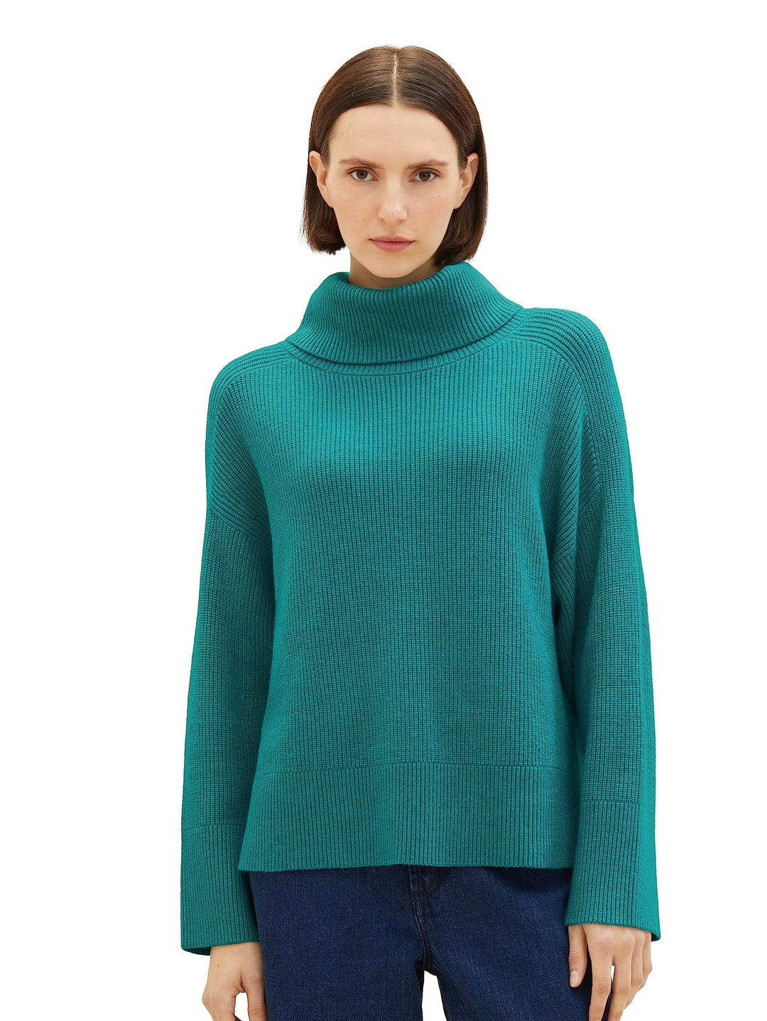 Tom Tailor Damen 1037786 Pullover mit Rollkragen (1er Pack) XL 32402 - Ever Green Melange, XL 32402