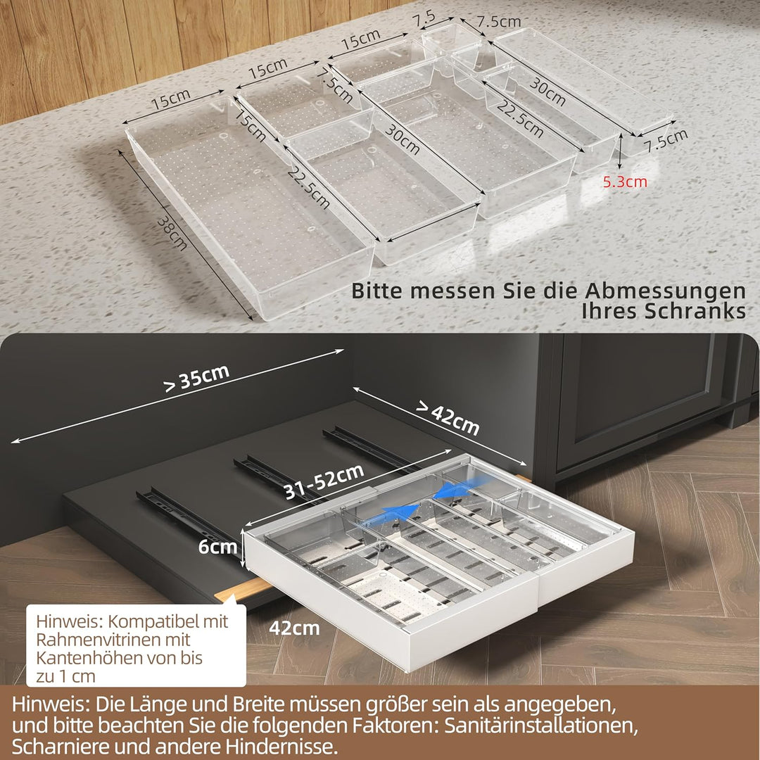 NETEL 2 stück AusziehbareTeleskopschublade, Aufbewahrungsset mit Schubladen,schubladen organizer küc