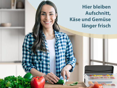 Hausfelder Aufschnittbox Organizer Set - stapelbar mit Deckel – Kühlschrank Wurstbox Aufschnittdosen