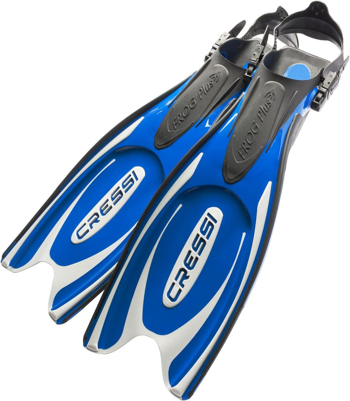 Cressi Frog Plus Tauchflossen Erwachsene S/M - 39/42 Blau/Silber, S/M - 39/42 Blau/Silber