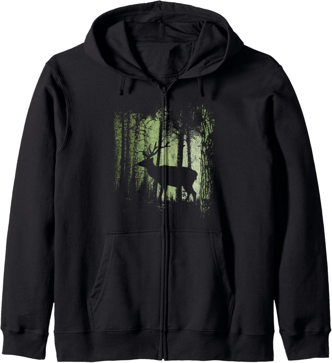 Dämmerung Zwielicht Wald Rotwild Hirsch Silhouette Kapuzenjacke