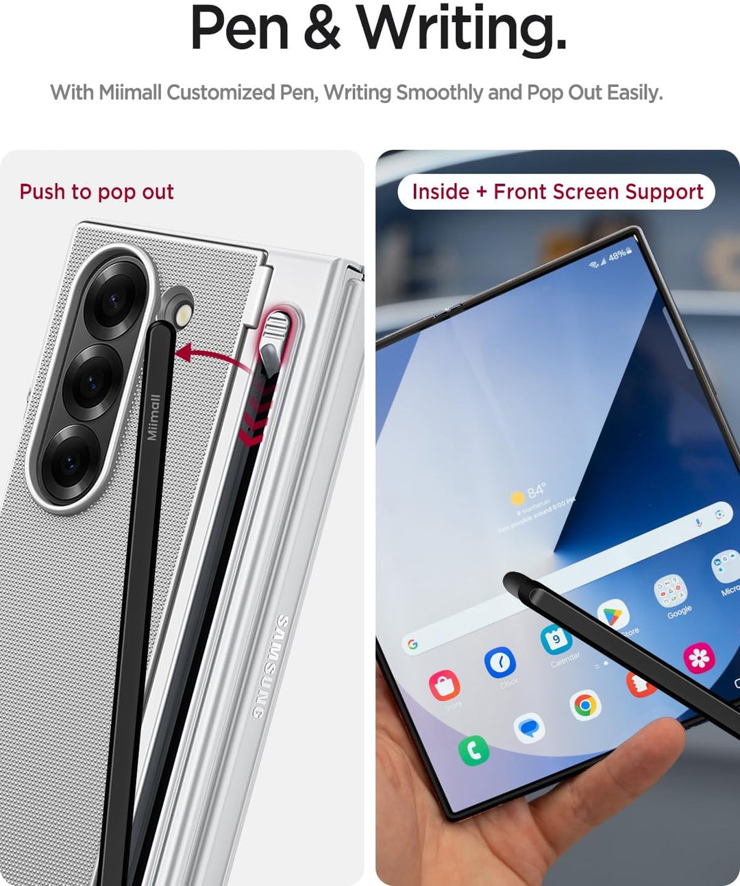 Miimall Kompatibel mit Samsung Galaxy Z Fold 6 Hülle mit S-Pen & Stifthalter, [HD Displayschutz] Ult
