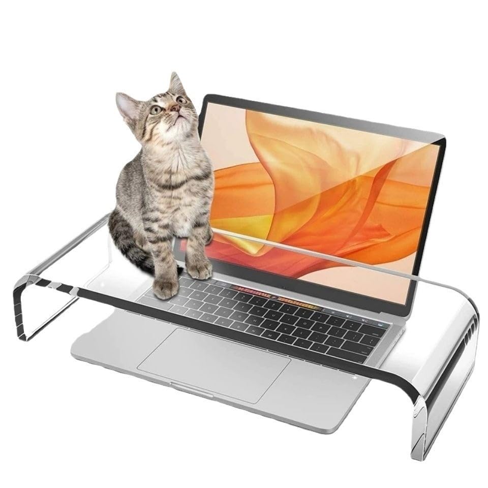 Windfromort Acryl Monitorständer - Bildschirmerhöhung aus Acryl - Transparenter Schreibtisch-Monitor