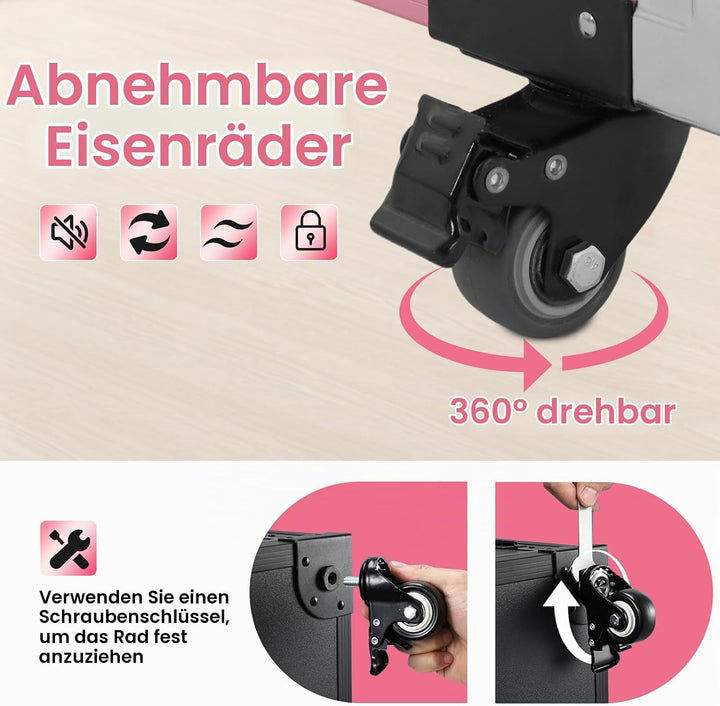 Nageltisch Maniküretisch, Faltbar Mobile Rolling Maniküre Tisch mit Fernbedienung und Make-up-Zug Ko