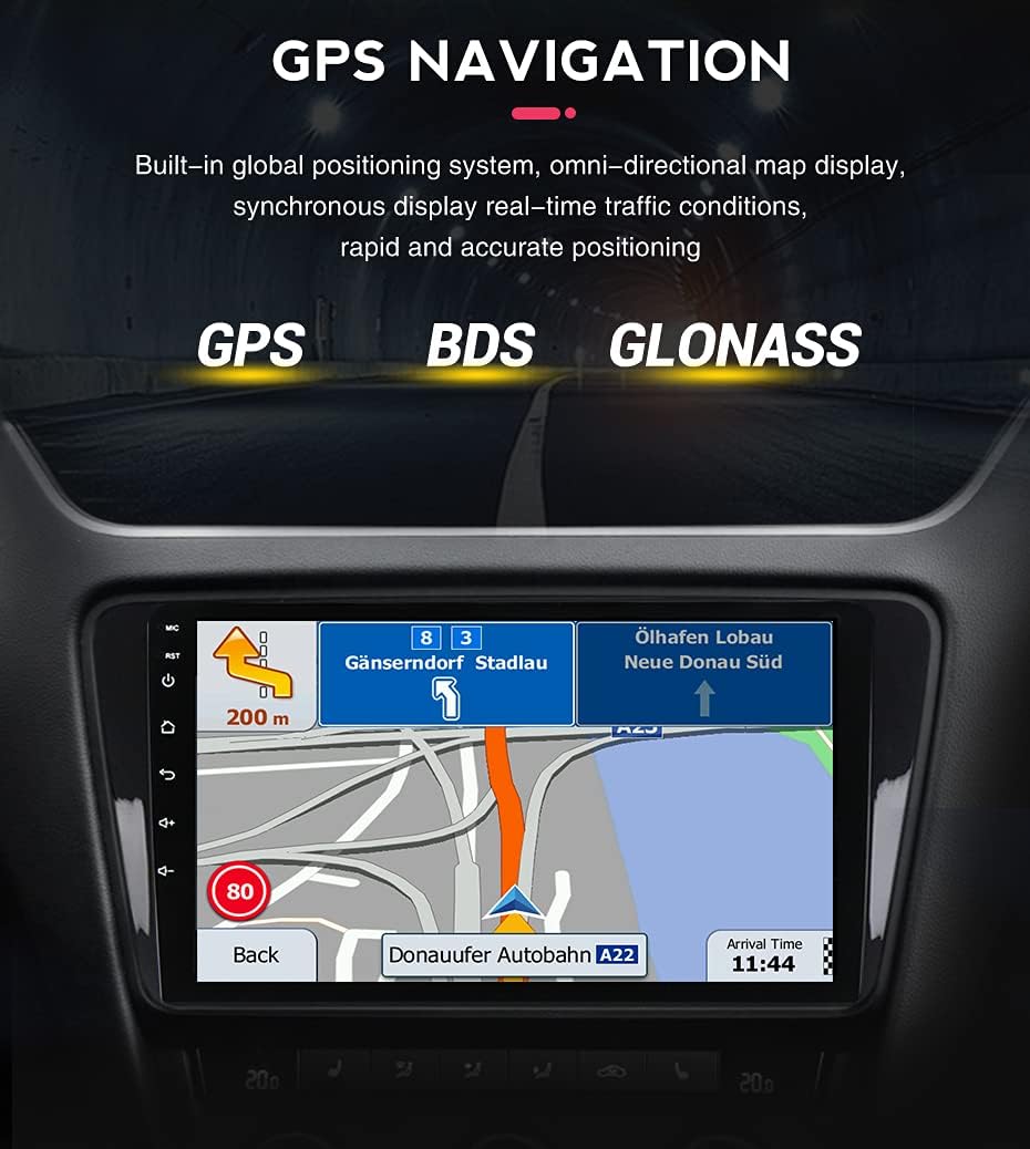 Android Autoradio mit GPS-Navigation, Phone Mirrorlink, FM-RDS-Radio, Carplay ,Stereo Audio Auto Rad
