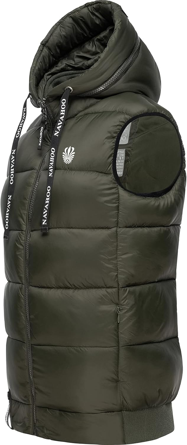 Navahoo Damen Steppweste leichte Outdoor-Weste Übergangsjacke mit Kapuze Kassidy XS-3XL XS Olive, XS