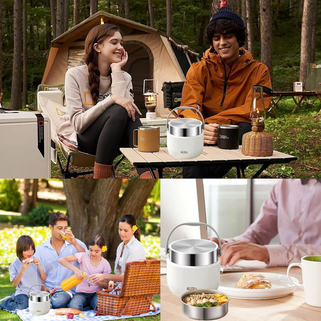 1200ml Thermobehälter für warme Lebensmittel, Thermo-Essenbehälter aus Edelstahl mit Griff, Thermos