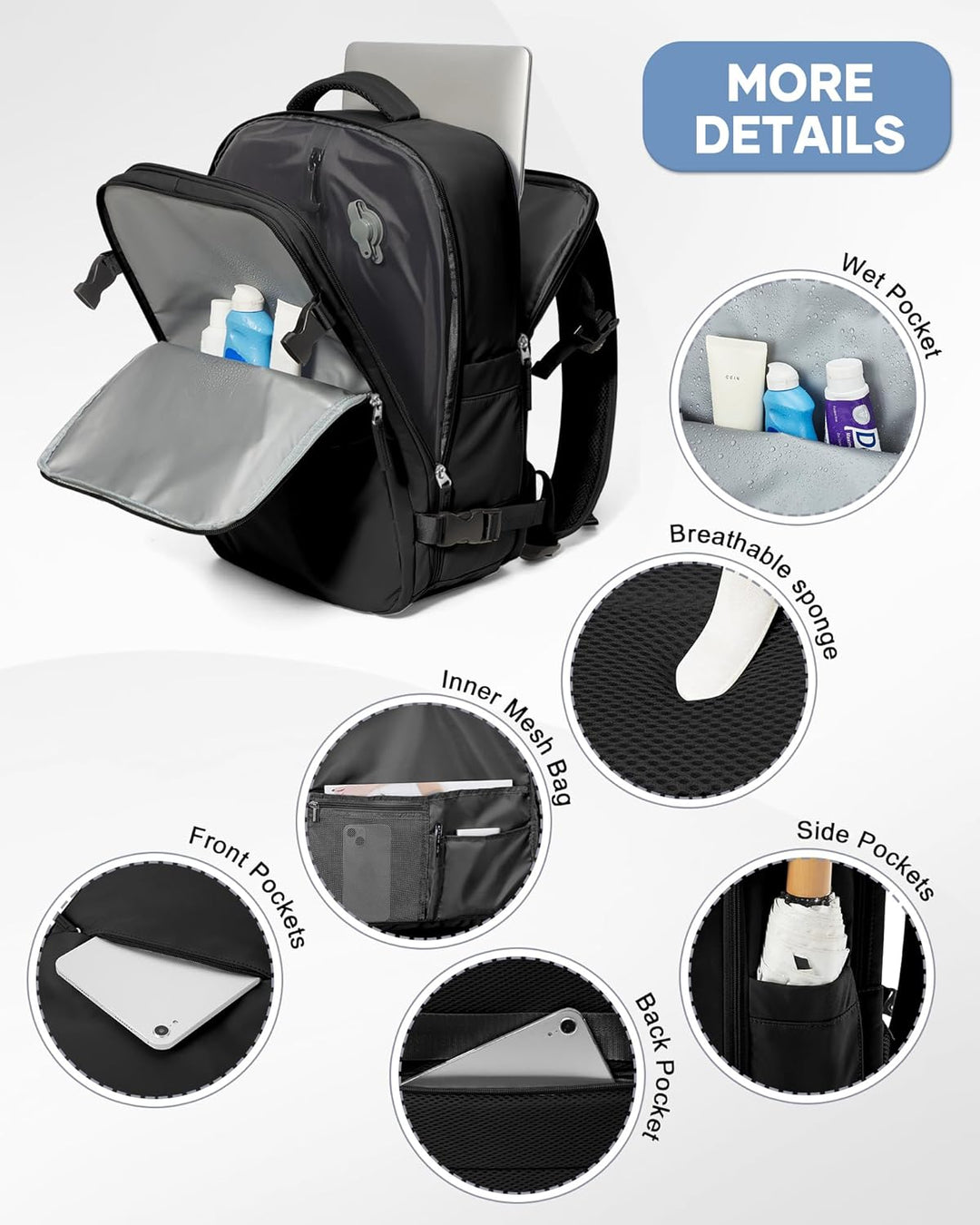 SZLX Vakuum Rucksack Ryanair Handgepäck 40x30x20 Wizzair Rucksack 40x20x25 für Ryanair Reiserucksack