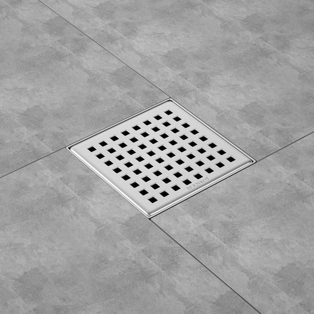 Duschrinne Quadrat 10 * 10cm, 360° Siphon mit Geruchsstop und Haarsieb Edelstahl Ablaufrinne Bodenab
