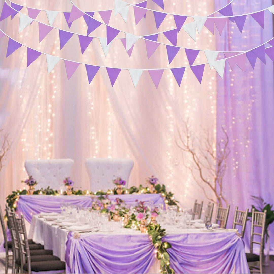 Pink Blume 32Ft Lila und Weiss Wimpel Banner Stoff Dreieck Flagge Baumwolle Tuch Girlande Kit für Ho