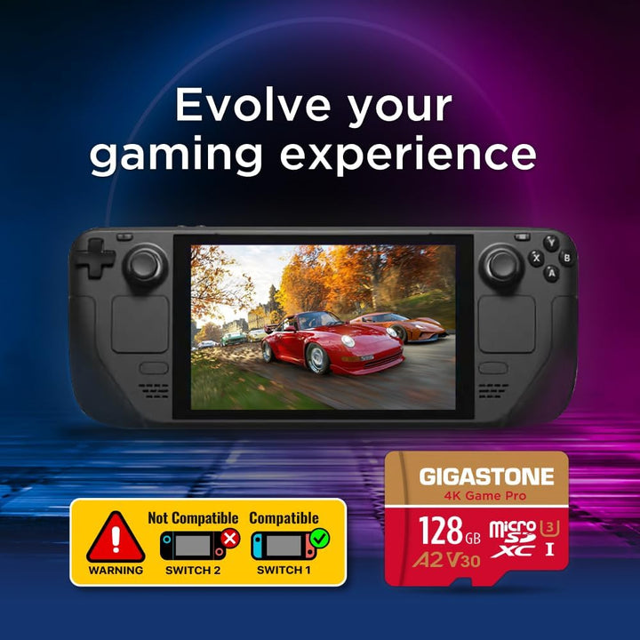 [5 Jahre kostenlose Datenwiederherstellung] Gigastone 4K Game Pro 128GB MicroSDXC Speicherkarte 5er-