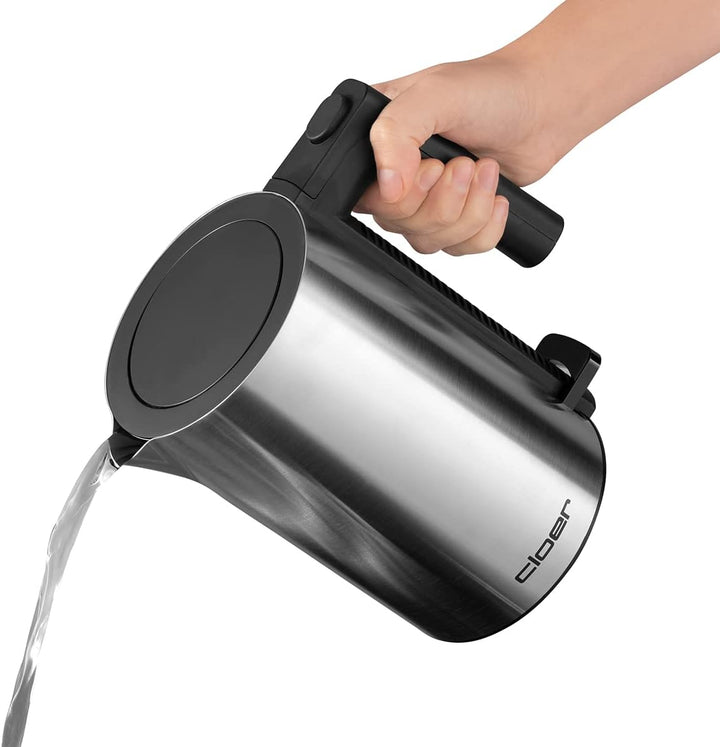 Cloer 4990 David, Wasserkocher, 1960 W, Einhandbedienung, 0,8 Liter, mattierter Edelstahlbehälter, T