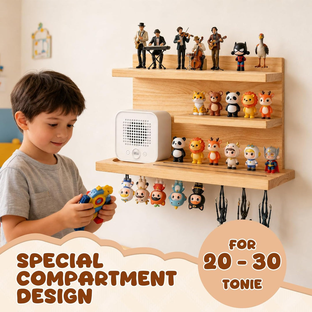 Magnetisches Tonie Wandregal, Magnetisches Regal für Tonie Figuren mit 3 Etagen für 25+ Tonies, komp