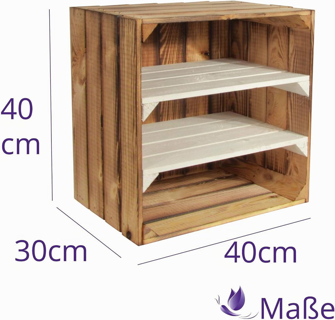 CHICCIE Weinregal Wino aus Holz - Geflammt Weiss 2X Regal Holzkiste 1 2x Weiss Regal