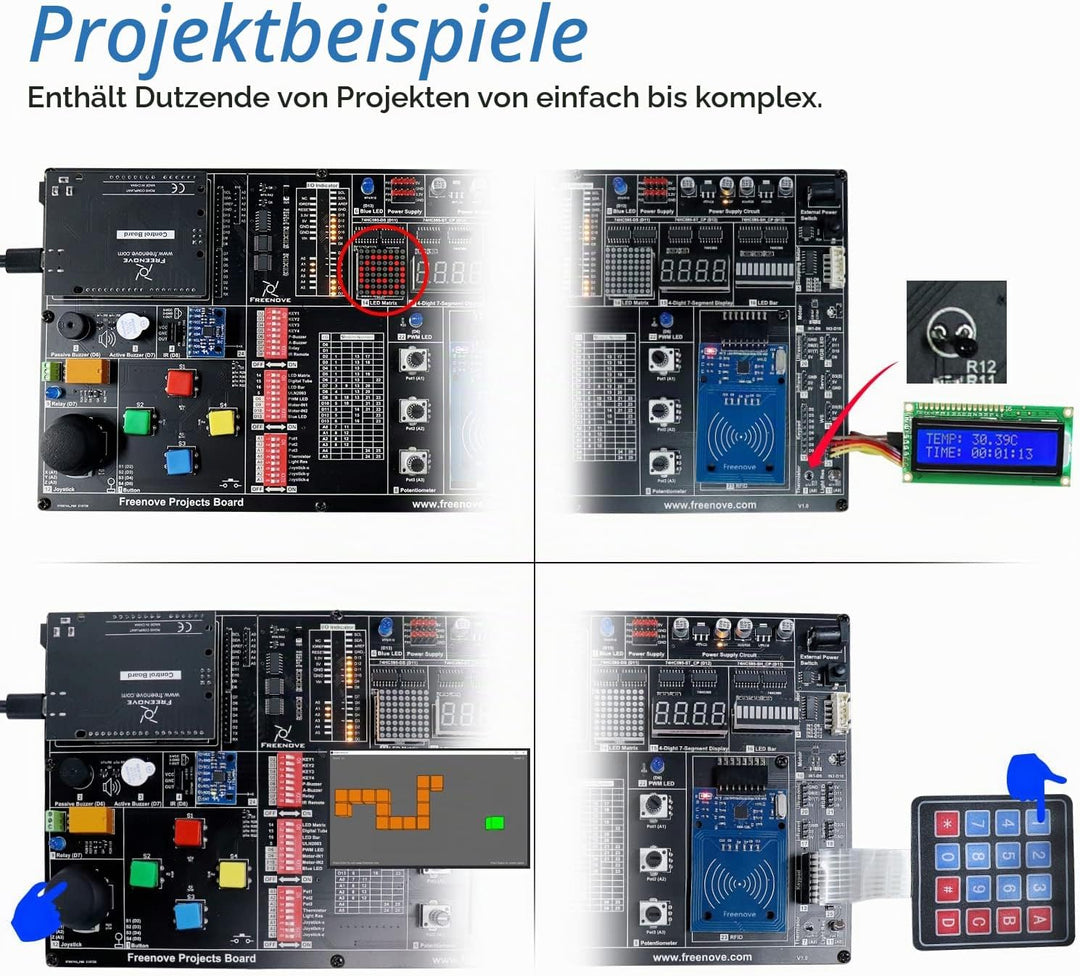 Freenove Projects Kit (No Control Board) (Compatible with Arduino IDE), 238-Page Detailed Tutorials,