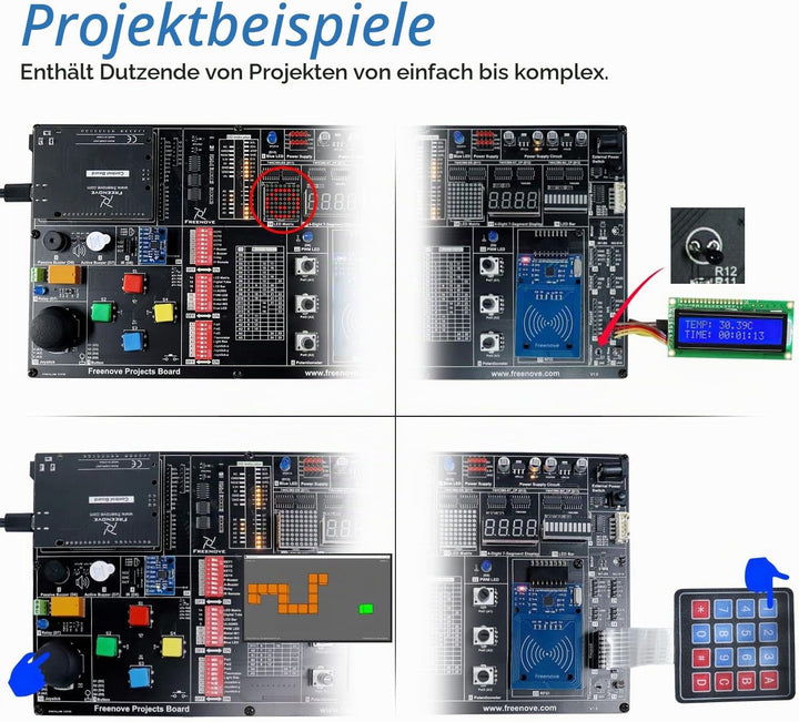 Freenove Projects Kit (No Control Board) (Compatible with Arduino IDE), 238-Page Detailed Tutorials,