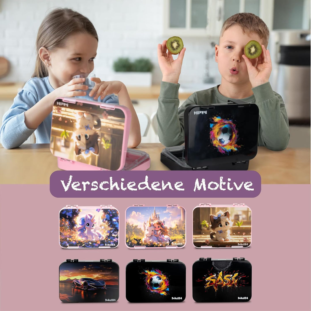 Brotdose Kinder mit Fächern - Bento Box auslaufsicher - robust - BPA Frei Lunchbox - Brotbox für Sch