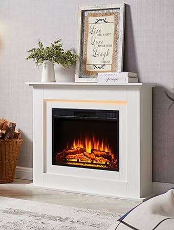 BALDERIA Finn Elektrokamin - Elektrischer Standkamin mit Heizung 2000 W, realistischer 3D-Flammeneff