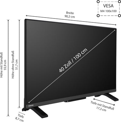 Toshiba 40LV2E63DAZ 40 Zoll Fernseher/VIDAA Smart TV (Full HD, HDR, Triple-Tuner, Bluetooth, Dolby A