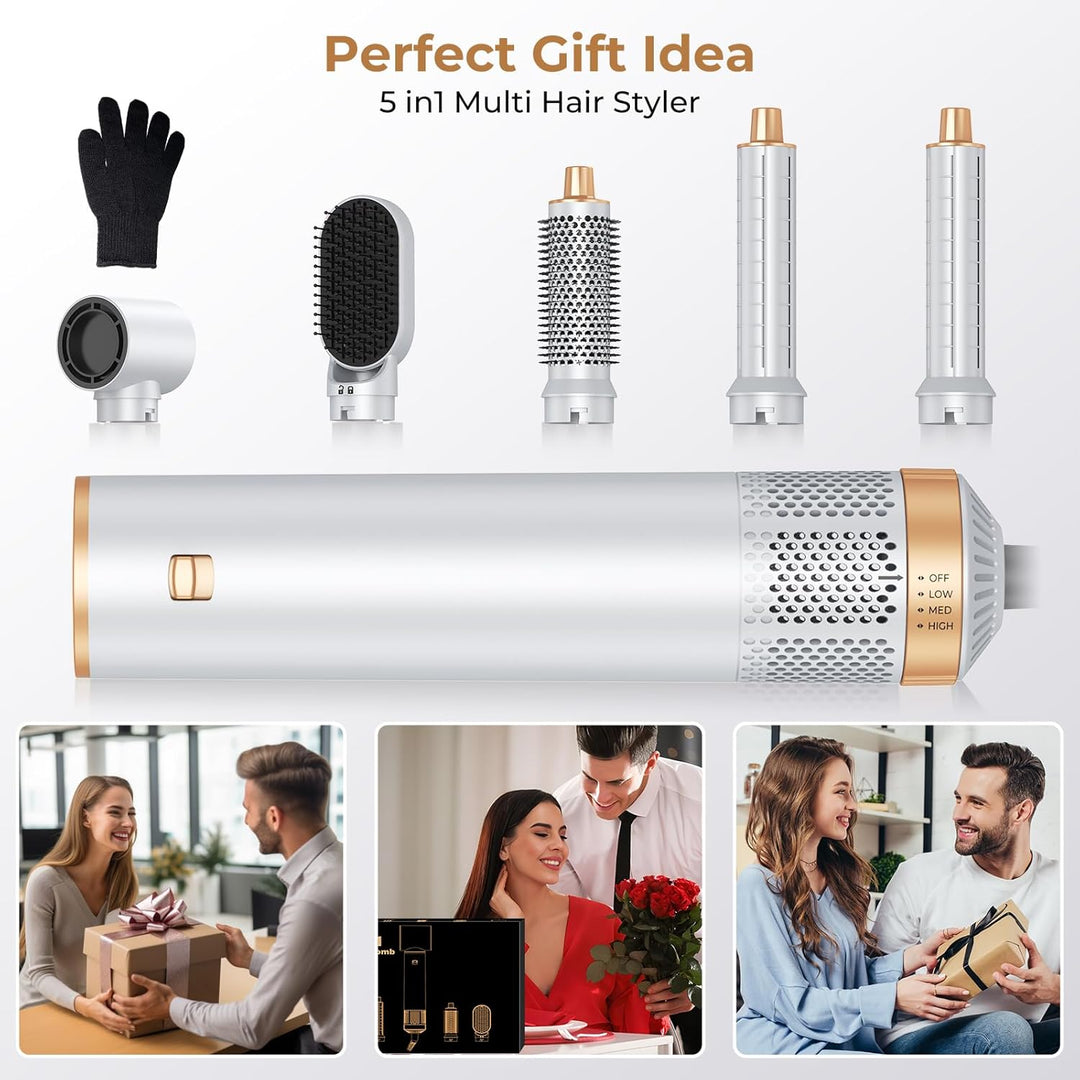 Föhnbürste 5 in 1,Air Styler, 30mm Air Curling, 1000W Haartrockner, 3 Temperatur und Windgeschwindig