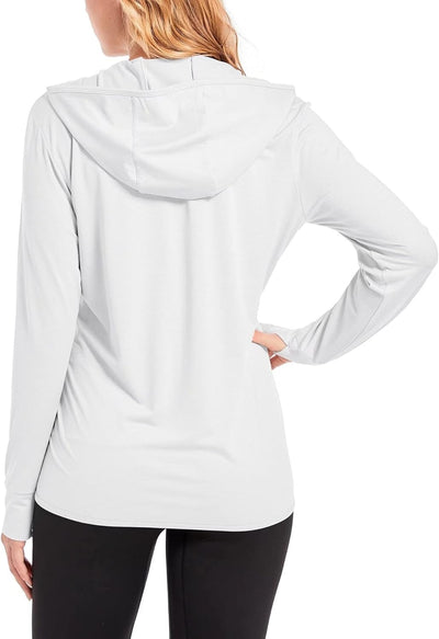 TACVASEN Damen UV Shirt Kapuze Jacke Langarm Laufshirt Schnelltrocknend Sportshirt Full Zip Sun Hood