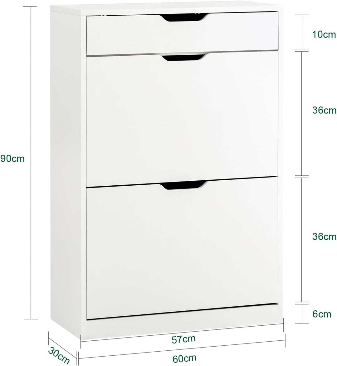SoBuy Schuhschrank Schmal, Schuhkipper Schmal mit 2 Klappen und 1 Schublade, Kompakter Schuhregal, S