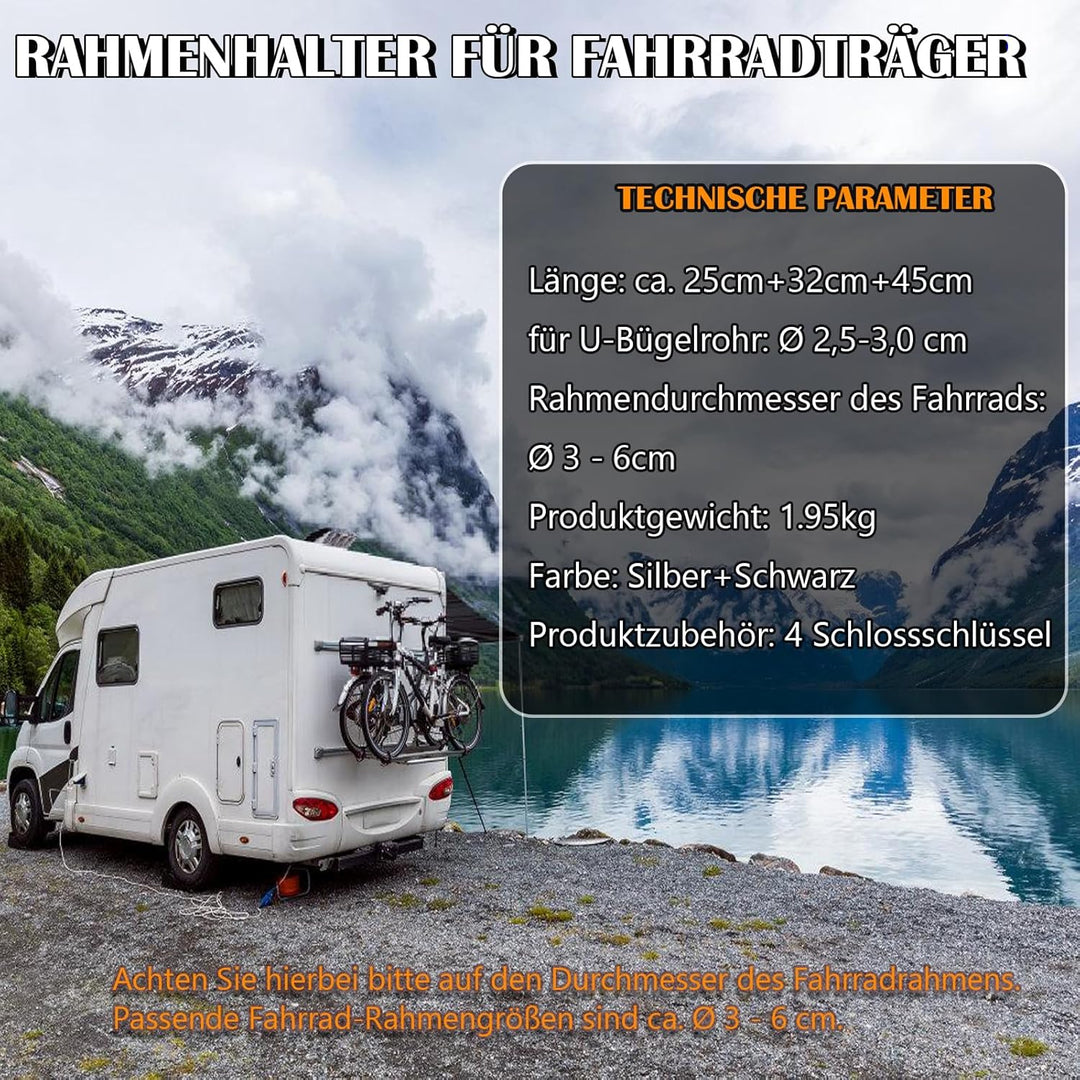 Rahmenhalter für Fahrradträger 3 Stück 25CM+32CM+45CM Länge, Universal Fahrradrahmenhalter Abschlies