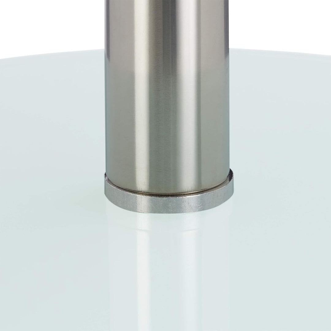 Relaxdays, Weiss Runder Beistelltisch aus Glas und Edelstahl, dekorativer Loungetisch, HxBxT: 53 x 4