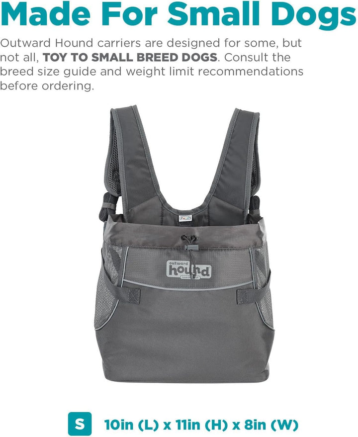 Outward Hound PupPak Tragetasche für Hunde, Grösse S, Grau PupPak Frontträger L 30 x B 18 x H 28 cm