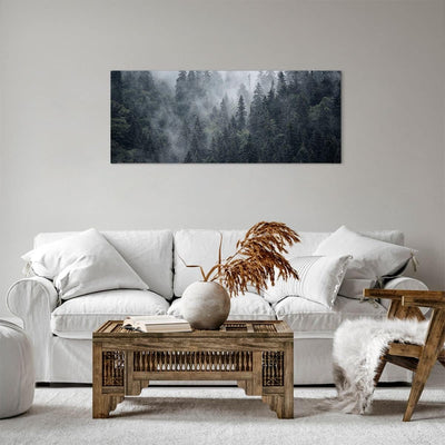 Panorama Bilder auf Leinwand 100x40cm Leinwandbild mit Rahmen Wald Baum Natur Gross Wanddeko Bild Sc