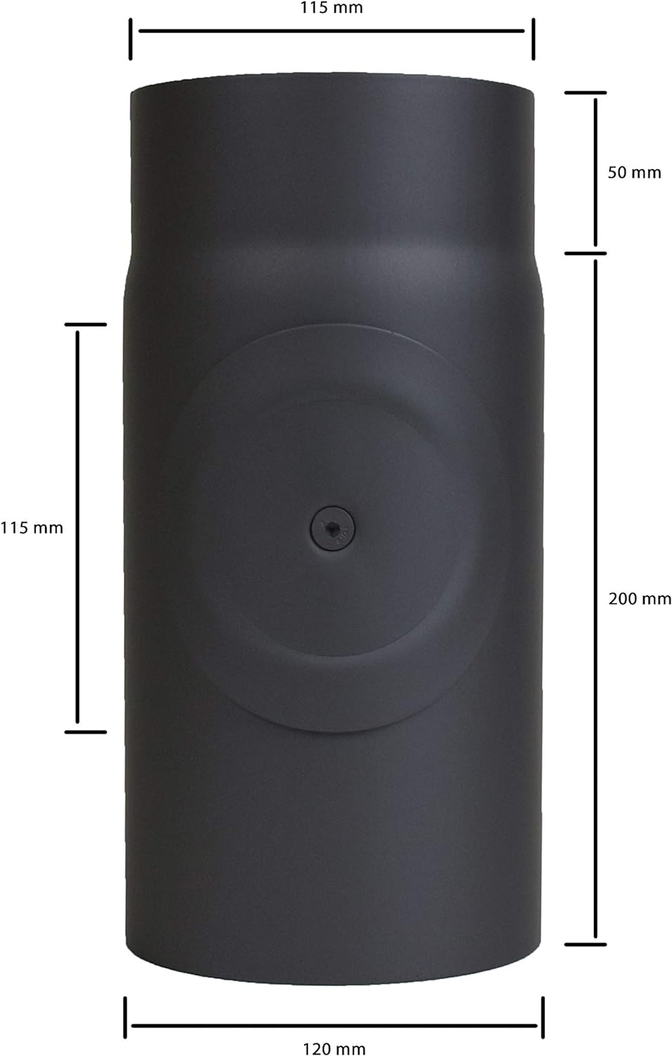 LANZZAS Ofenrohr 250 mm Verlängerung mit Tür - im Durchmesser Ø 120 mm - Farbe: schwarz - Rauchrohr