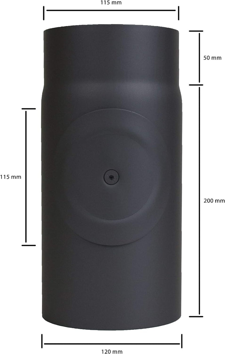 LANZZAS Ofenrohr 250 mm Verlängerung mit Tür - im Durchmesser Ø 120 mm - Farbe: schwarz - Rauchrohr