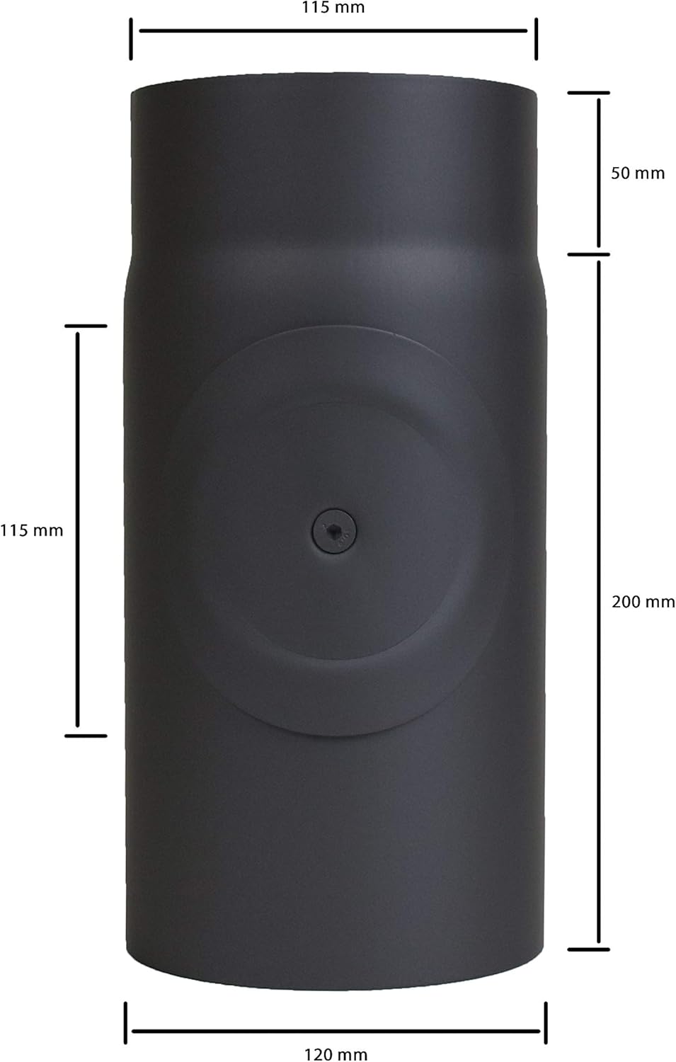 LANZZAS Ofenrohr 250 mm mit Tür, im Durchmesser, DN Ø 120 mm, Farbe: schwarz-metallic - weitere Rohr