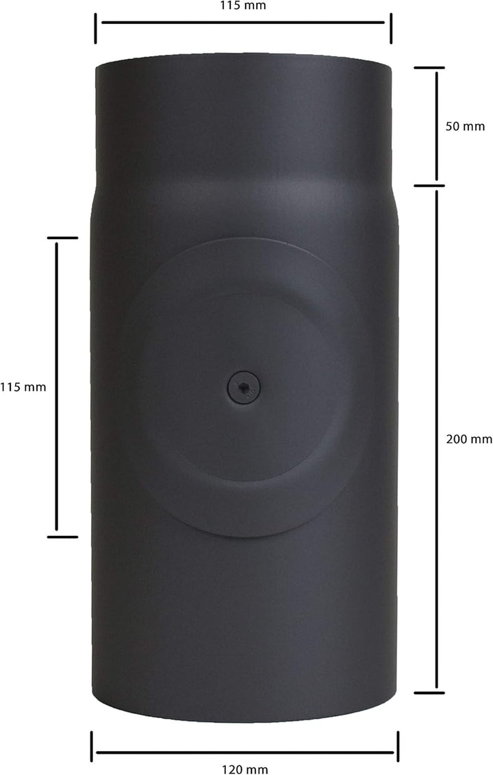 LANZZAS Ofenrohr 250 mm mit Tür, im Durchmesser, DN Ø 120 mm, Farbe: schwarz-metallic - weitere Rohr