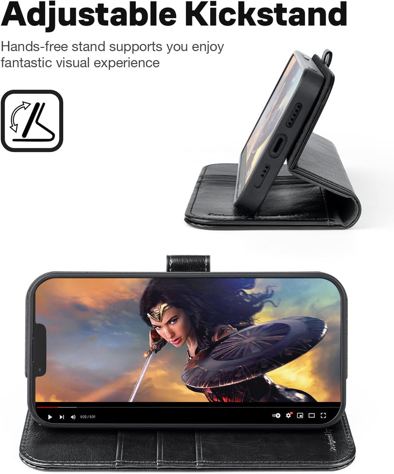 OCASE Hülle iPhone 14 [Abnehmbare magnetische Hülle] [Kabelloses Laden] [Displayschutz] [Kartenfach]